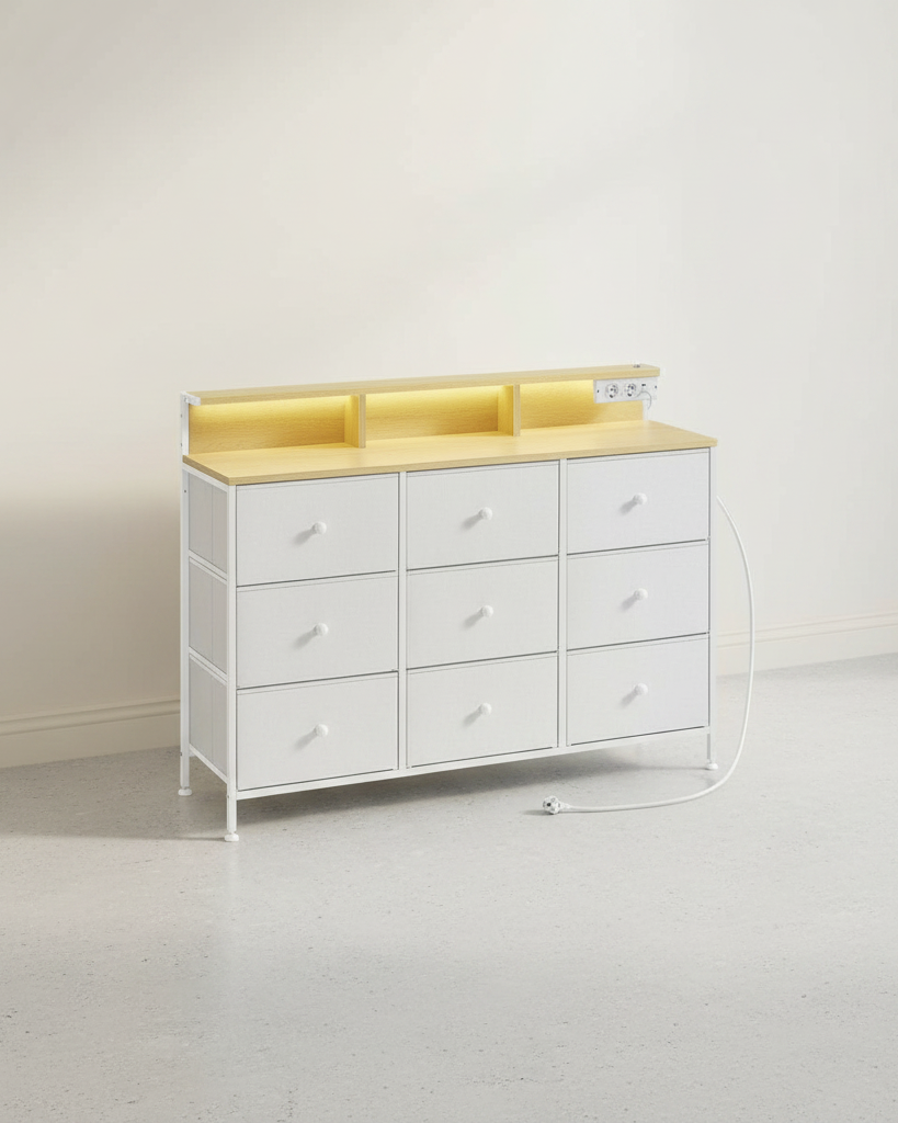 Commode met USB & Stopcontact - Ladekast met LED - verlichting - De Vries Meubels