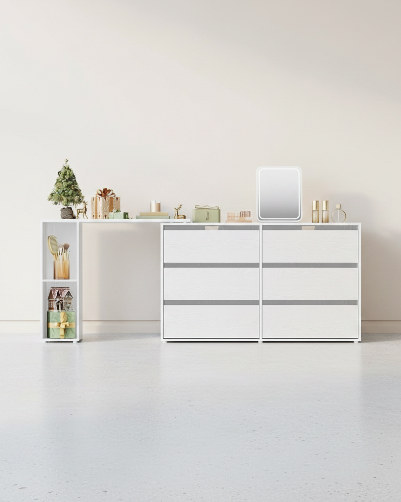 Kaptafel met 6 Laden - Verstelbare Kast - L - vorm - De Vries Meubels
