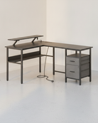 L - vormig Hoekbureau met LED - Verlichting & Stopcontacten - USB - Poorten - Gamebureau - De Vries Meubels