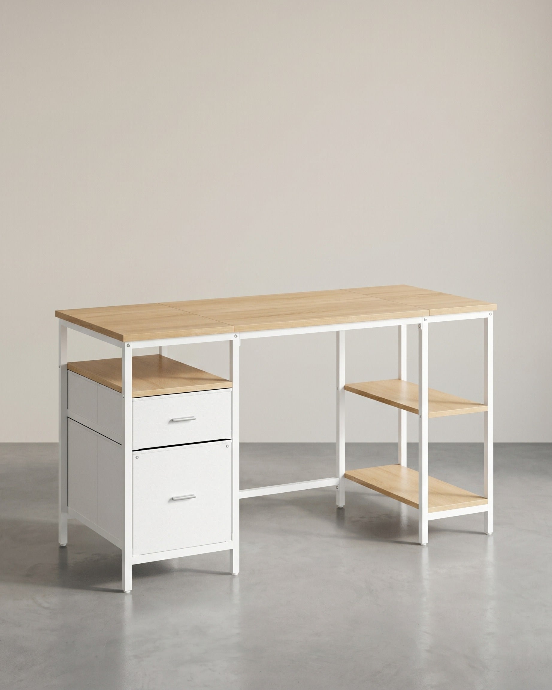 Vintage Bureau 140 of 160 cm – Industrieel Design met Laden en Planken – Tot 50 kg Draagvermogen