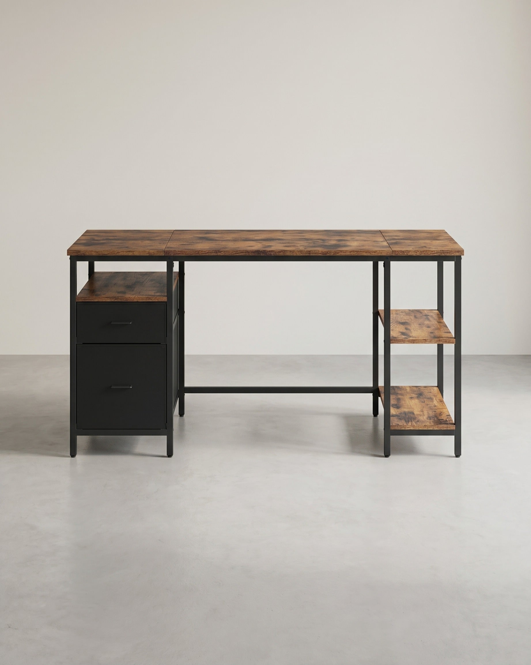 Vintage Bureau 140 of 160 cm – Industrieel Design met Laden en Planken – Tot 50 kg Draagvermogen