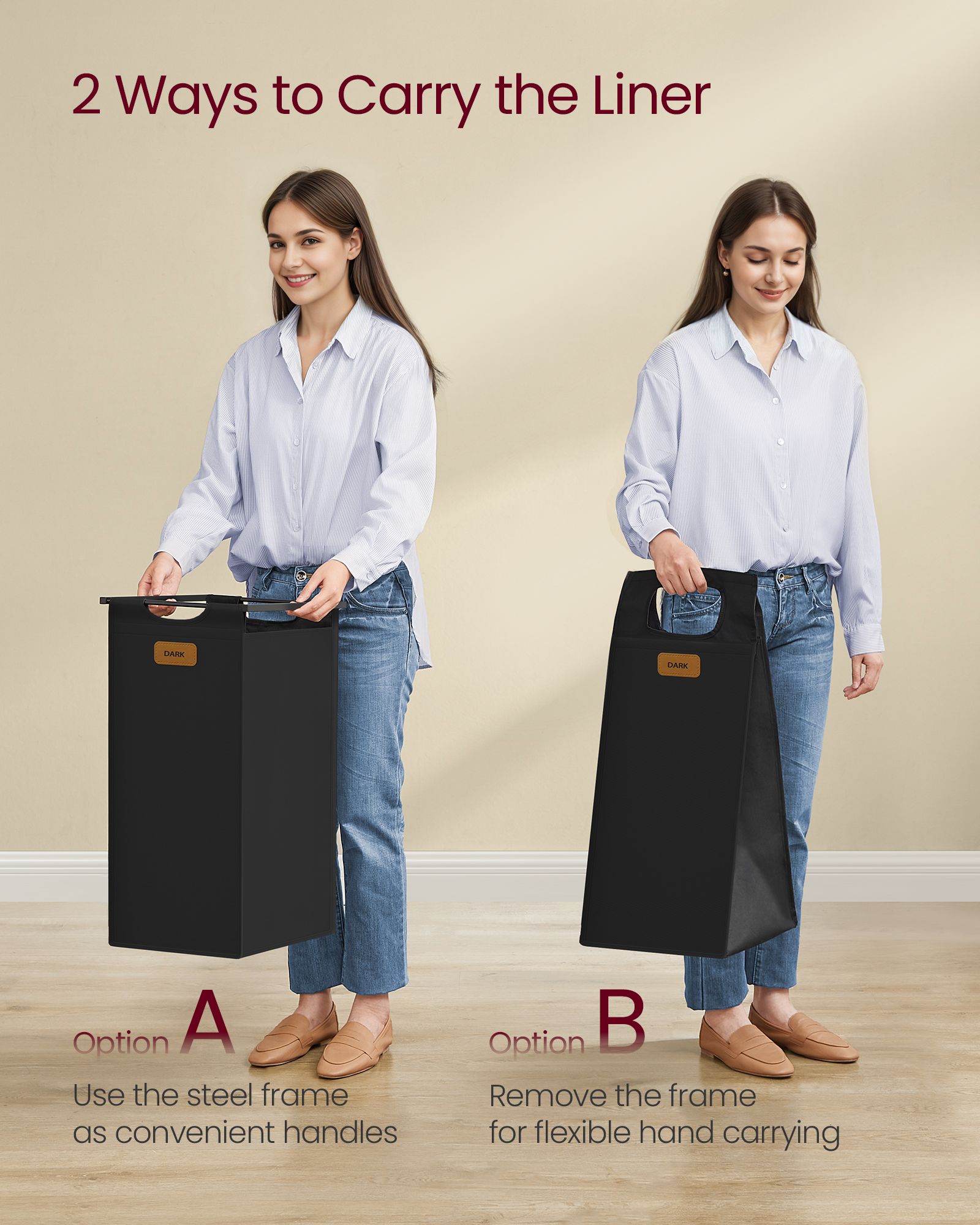 Laundry Hamper with Wheels, 2/3 Removable Liners, Adjustable Feet, Storage Shelves