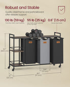 Laundry Hamper with Wheels, 2/3 Removable Liners, Adjustable Feet, Storage Shelves