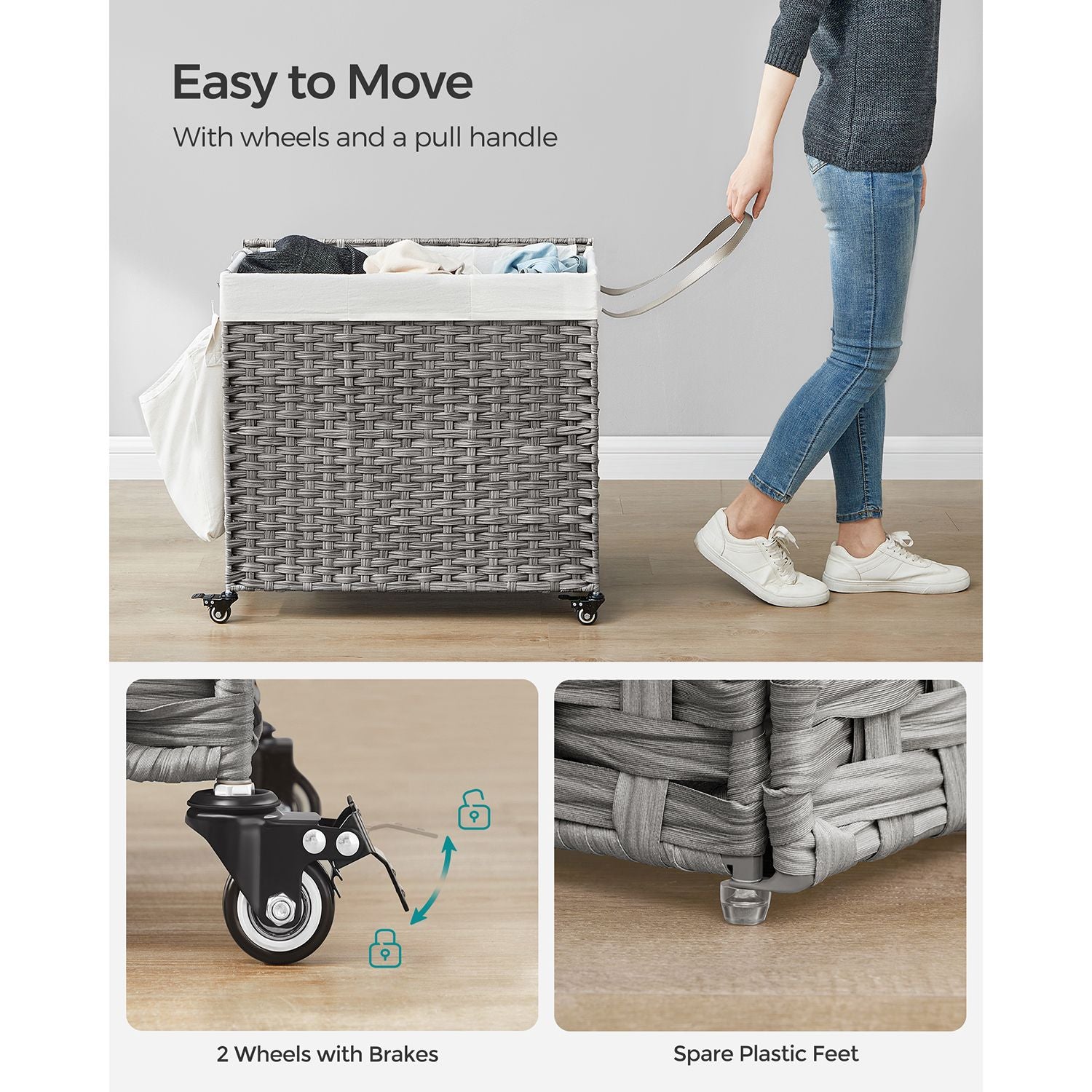 Laundry hamper - rolling laundry basket - with wheels