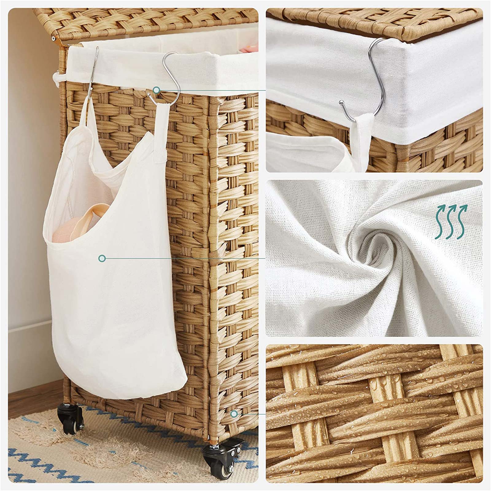 Laundry hamper - rolling laundry basket - with wheels