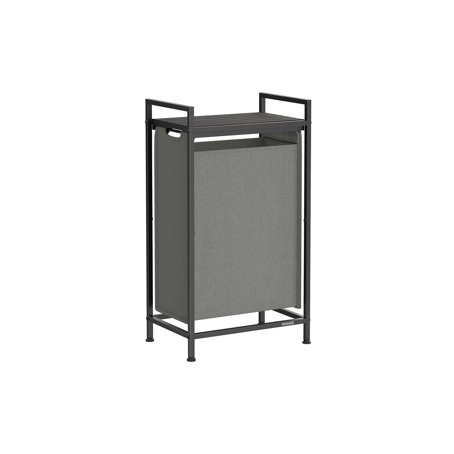 Laundry hamper with shelf, 1–4 compartments, pull-out liners, steel frame
