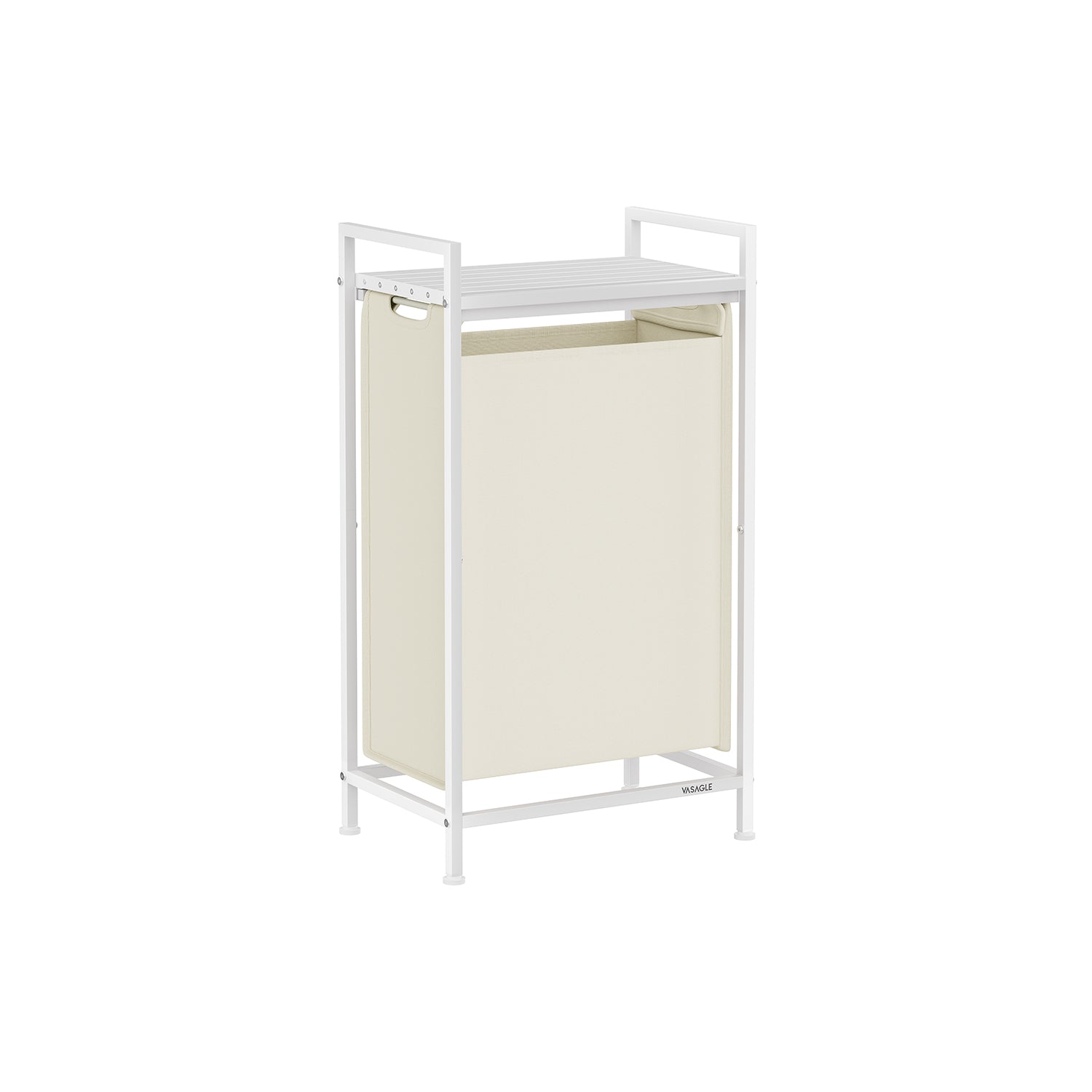 Laundry hamper with shelf, 1–4 compartments, pull-out liners, steel frame