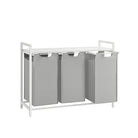 Laundry hamper with shelf, 1–4 compartments, pull-out liners, steel frame