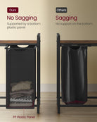 Laundry hamper with shelf, 1–4 compartments, pull-out liners, steel frame