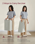 Laundry hamper with shelf, 1–4 compartments, pull-out liners, steel frame