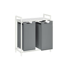 Laundry hamper with shelf, 1–4 compartments, pull-out liners, steel frame