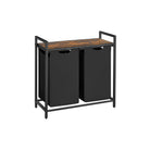 Laundry hamper with shelf, 1–4 compartments, pull-out liners, steel frame