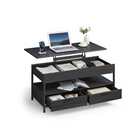Lift-Top Coffee Table, Adjustable Height, Hidden Storage, Drawers, Industrial Style