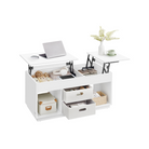 Lift-Top Coffee Table, Dual-Lift, Drawers, Hidden Storage, Adjustable Height, White