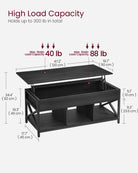 Lift-top coffee table - industrial style - adjustable height - hidden storage