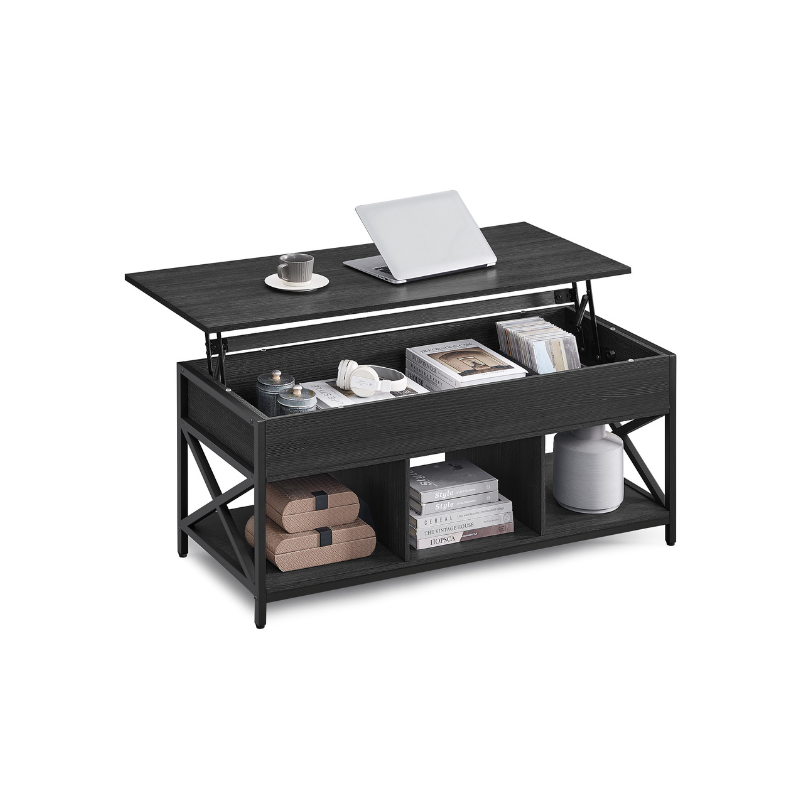 Lift-top coffee table - industrial style - adjustable height - hidden storage