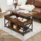 Lift-top coffee table - industrial style - adjustable height - hidden storage