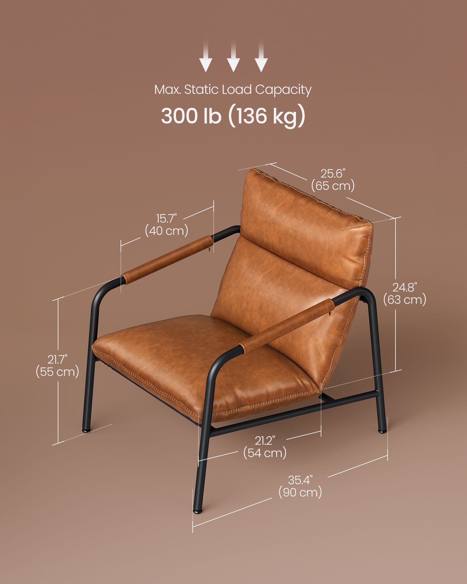 Lounge Chair – High-Back Accent Chair – Leather Look – Steel Frame – EKHO Collection