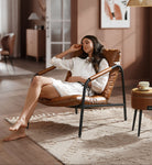 Lounge Chair – High-Back Accent Chair – Leather Look – Steel Frame – EKHO Collection