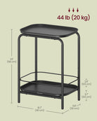 Metal Side Table - 2 Tier - Open Shelves - Water-Resistant