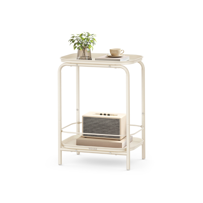 Metal Side Table - 2 Tier - Open Shelves - Water-Resistant