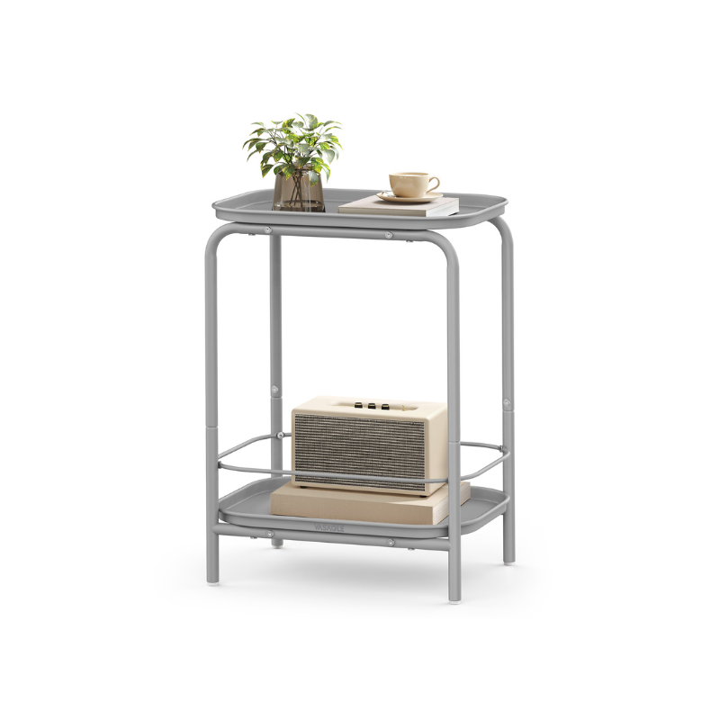 Metal Side Table - 2 Tier - Open Shelves - Water-Resistant