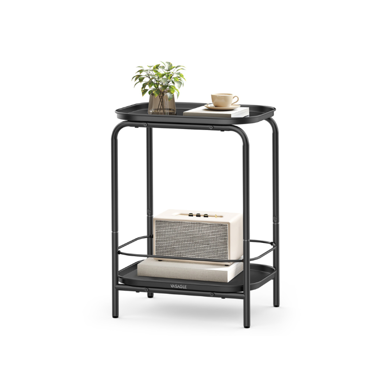 Metal Side Table - 2 Tier - Open Shelves - Water-Resistant