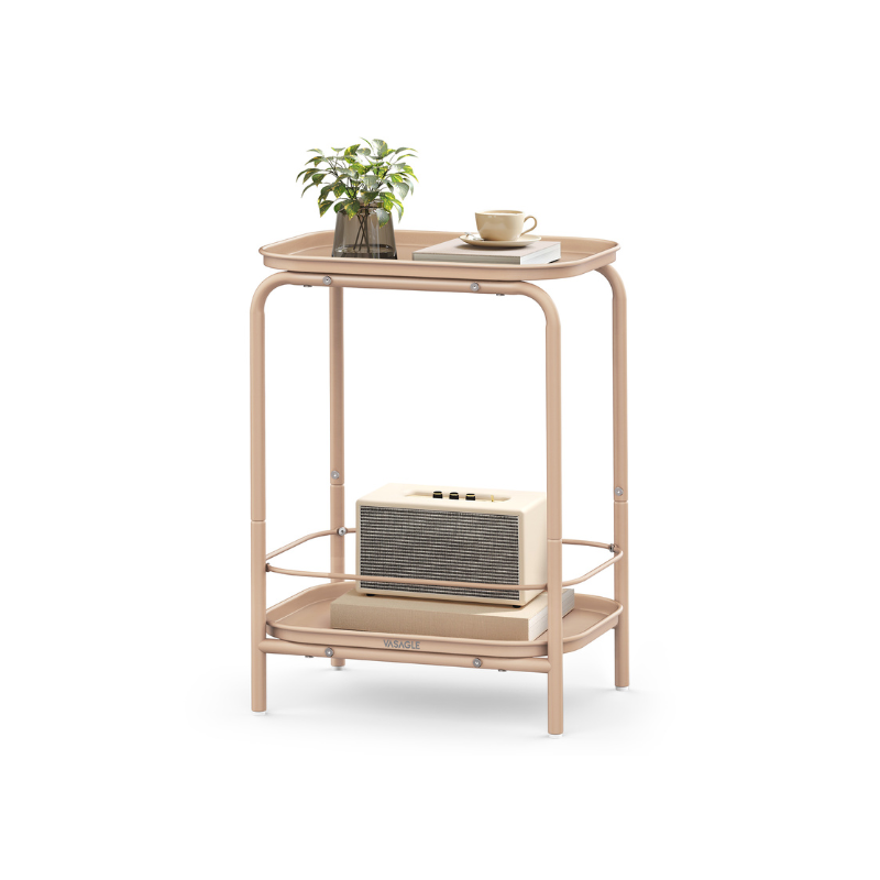 Metal Side Table - 2 Tier - Open Shelves - Water-Resistant