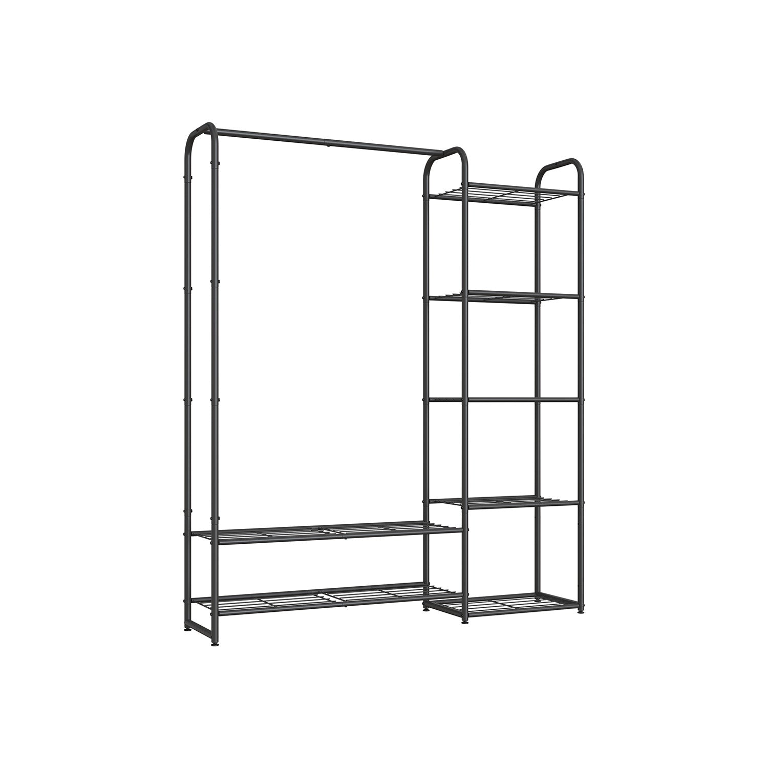 Metal Wardrobe Closet, Open Clothes Rack, 7 Shelves, Hanging Rod, 44.1" Wide