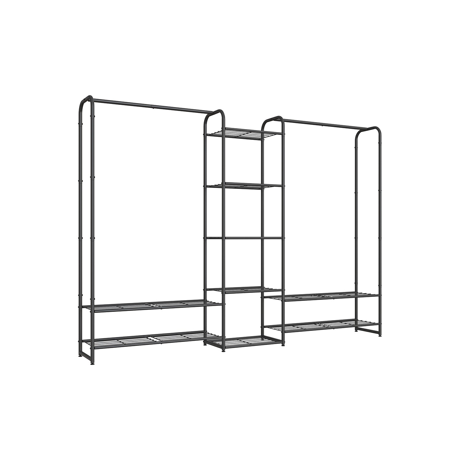 Metal Wardrobe Closet, Open Clothes Rack, 9 Shelves, Hanging Rod, 72" Wide