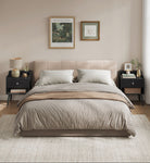 Mid-Century Nightstand Set, 2-Piece, Hidden Drawer, Solid Wood Legs