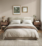 Mid-Century Nightstand Set, 2-Piece, Hidden Drawer, Solid Wood Legs