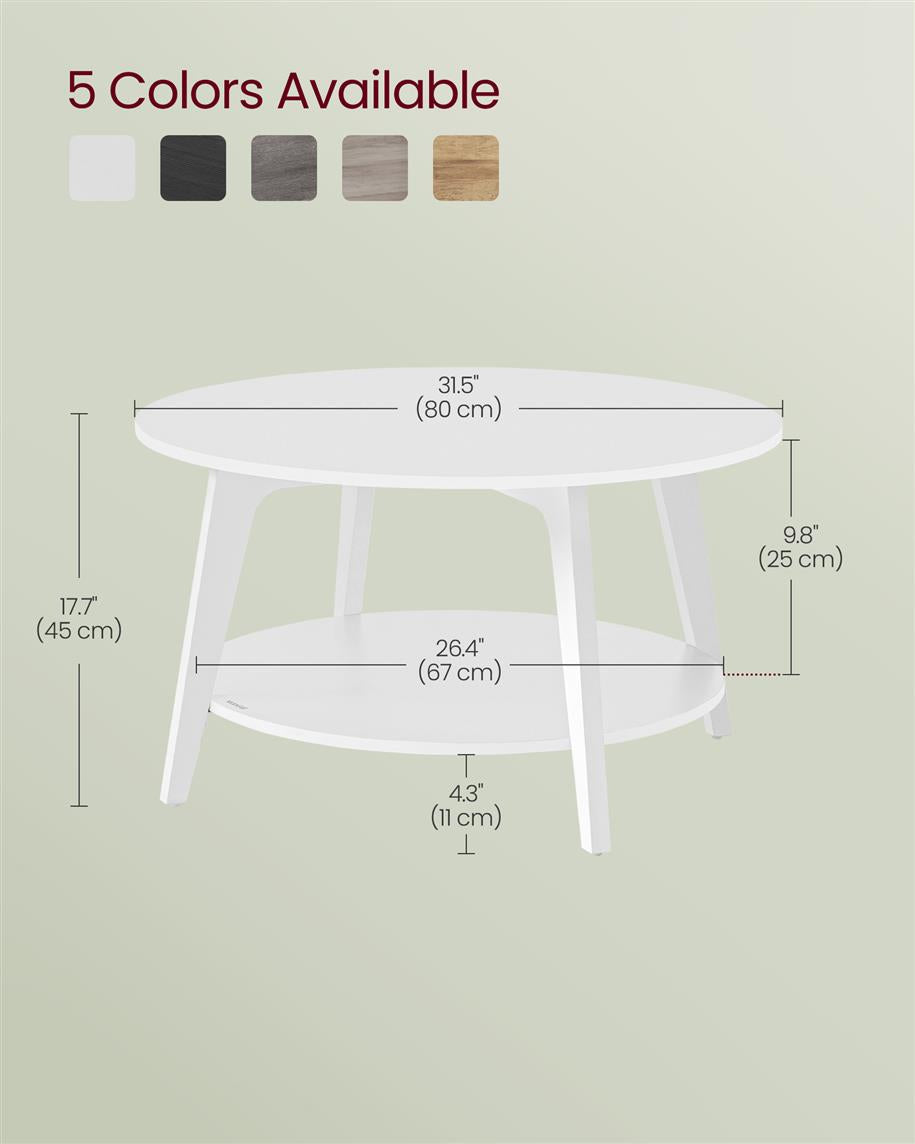 Modern 2-Tier Round Coffee Table – 31.5" Diameter