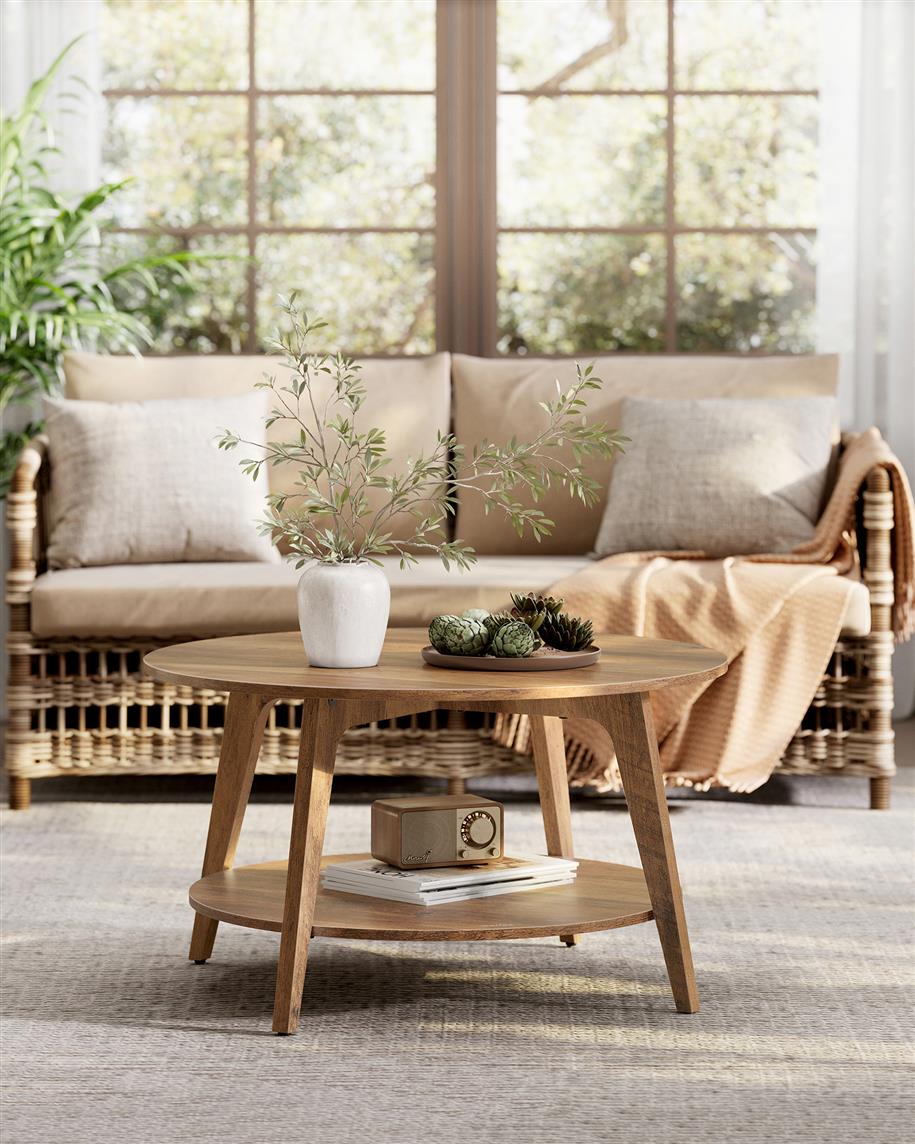 Modern 2-Tier Round Coffee Table – 31.5" Diameter