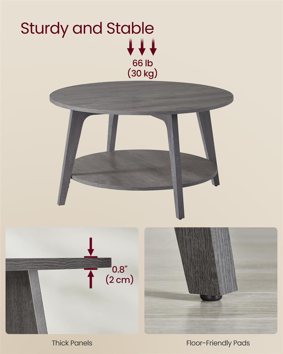 Modern 2-Tier Round Coffee Table – 31.5" Diameter