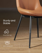 Modern Dining Chairs - Set of 2 - PU Leather - Curved Steel Legs