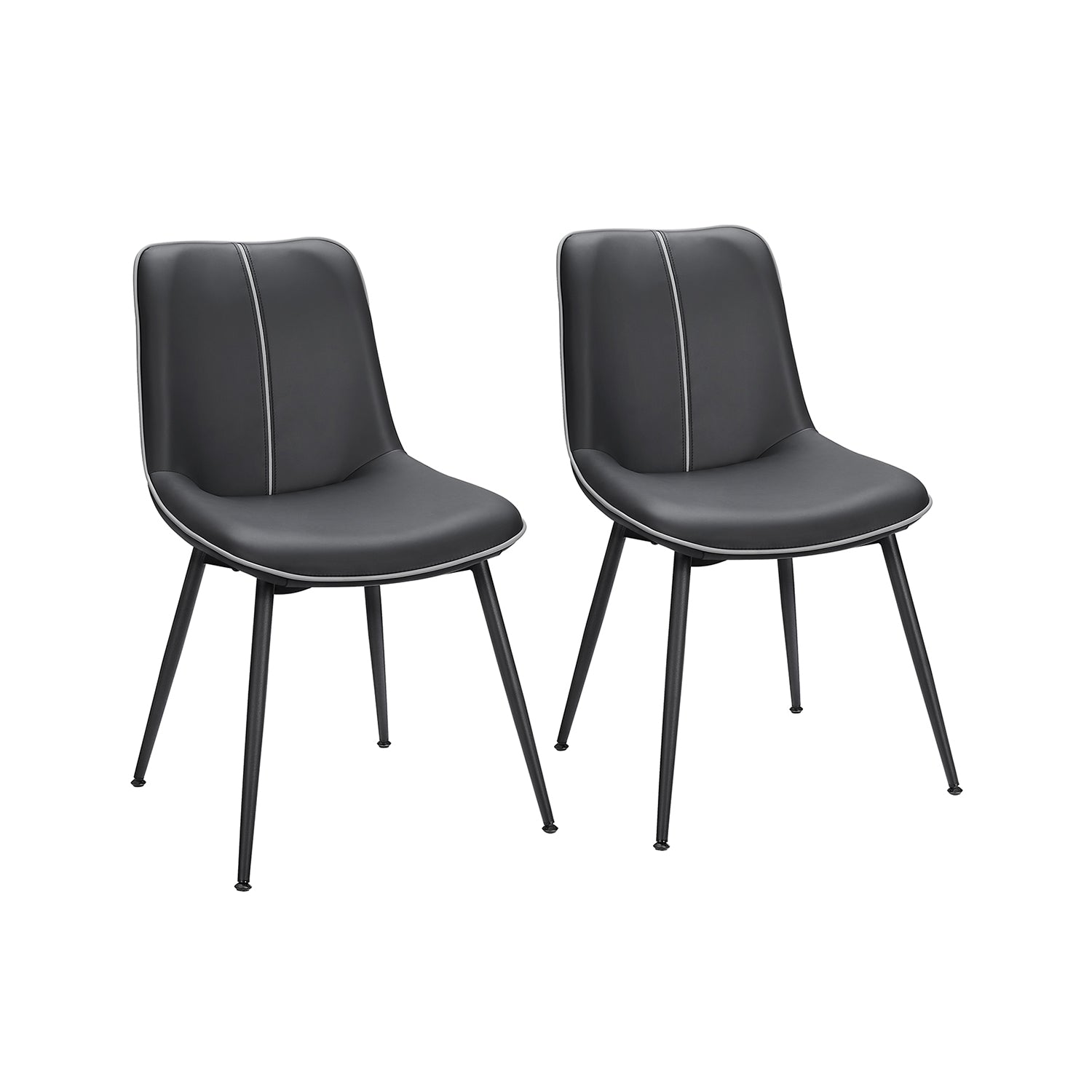 Modern Dining Chairs - Set of 2 - PU Leather - Curved Steel Legs