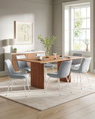 Modern Dining Chairs - Set of 2 - PU Leather - Curved Steel Legs