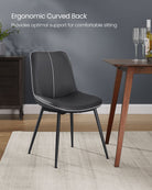 Modern Dining Chairs - Set of 2 - PU Leather - Curved Steel Legs