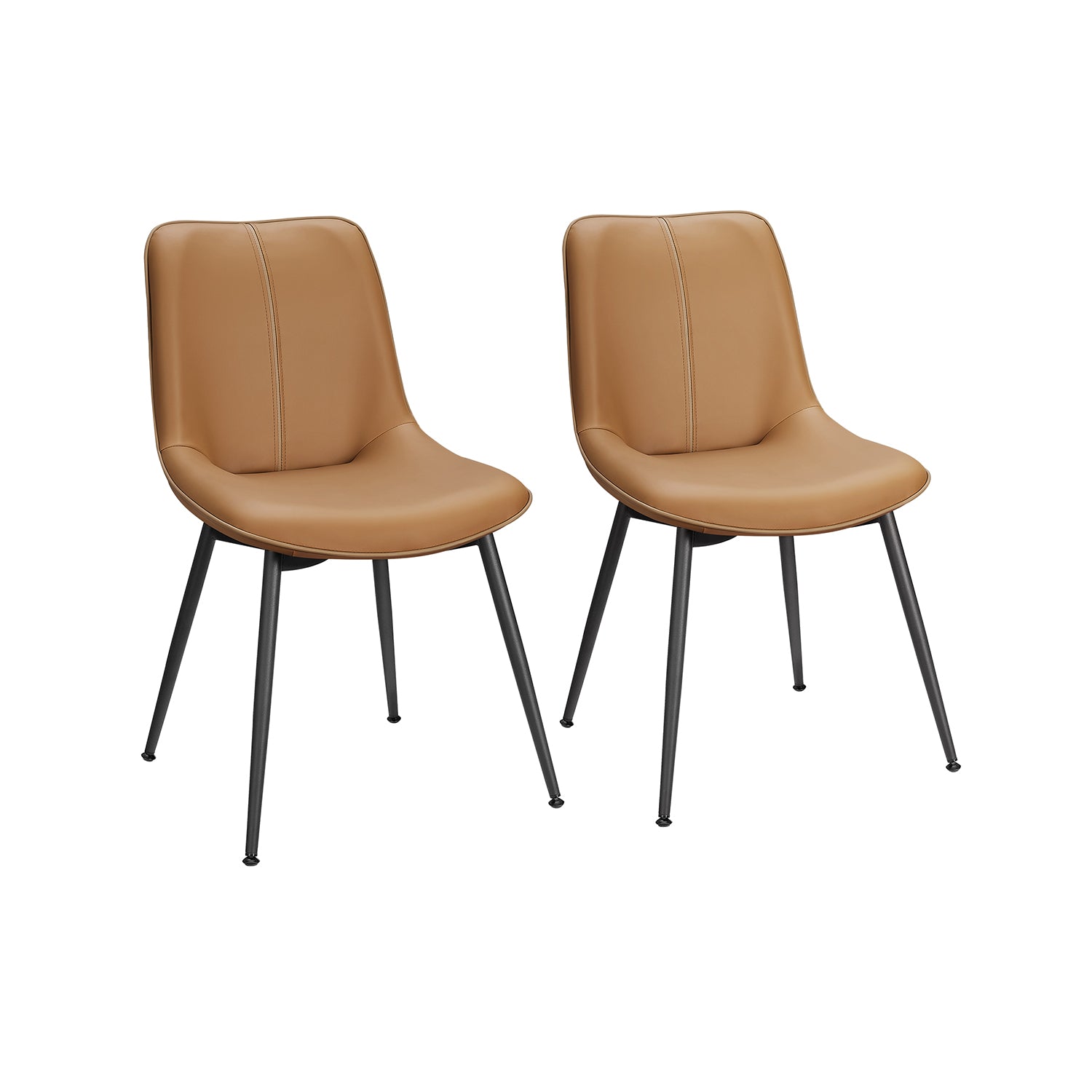 Modern Dining Chairs - Set of 2 - PU Leather - Curved Steel Legs