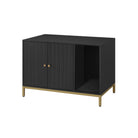 Modern litter box enclosure - side table style cat furniture with scratching mat - 31.5" wide