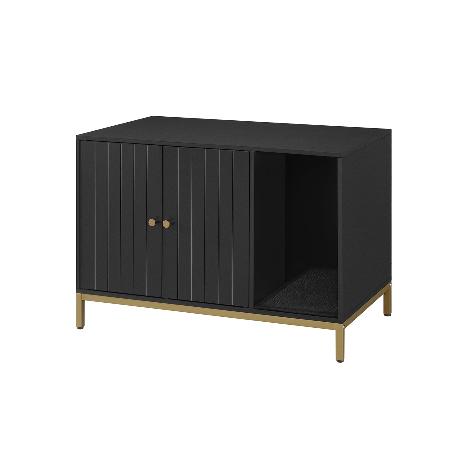 Modern litter box enclosure - side table style cat furniture with scratching mat - 31.5" wide