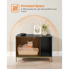 Modern litter box enclosure - side table style cat furniture with scratching mat - 31.5" wide