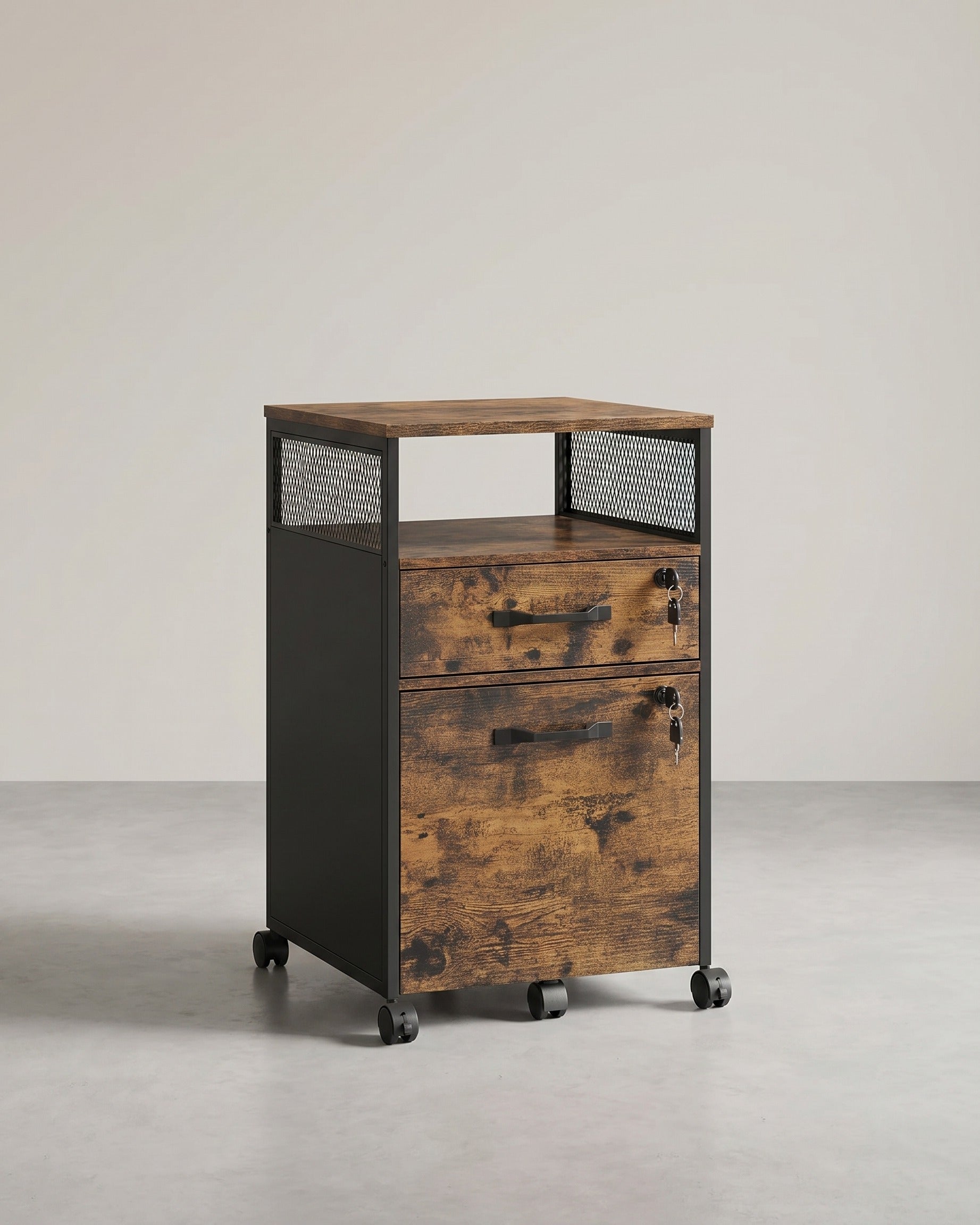 Mobiele Archiefkast met Laden – Industrieel Design – Hangmappenlade – 69 cm Hoog – Op Wielen – Tot 60 kg Draagvermogen
