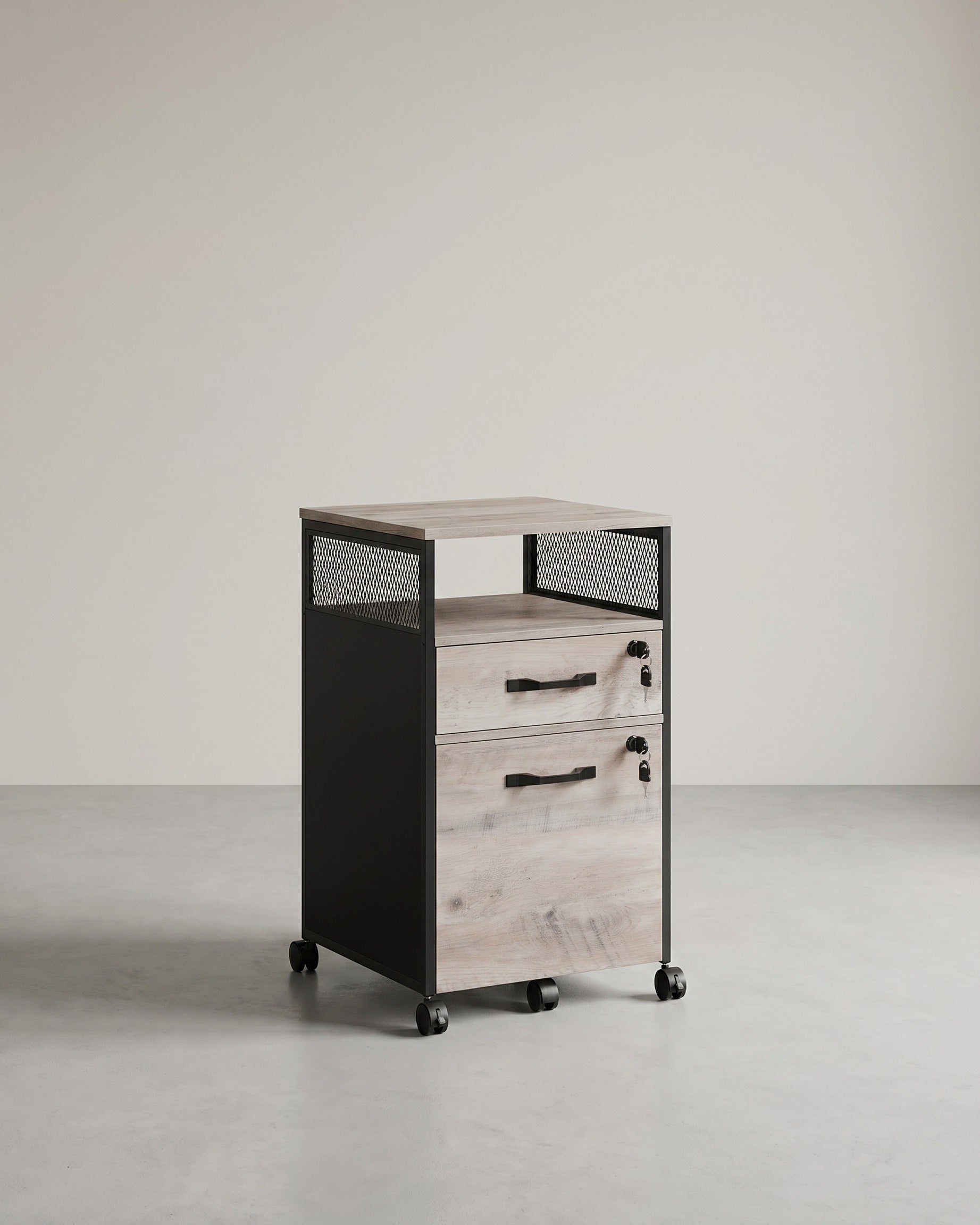 Mobiele Archiefkast met Laden – Industrieel Design – Hangmappenlade – 69 cm Hoog – Op Wielen – Tot 60 kg Draagvermogen