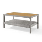 Outdoor Coffee Table, Faux Wood, 2-Tier Rattan, Storage Shelf