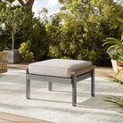 Outdoor Ottoman, Rattan Look, Thick Cushion, Footrest
