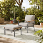 Outdoor Ottoman, Rattan Look, Thick Cushion, Footrest