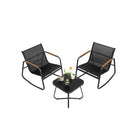 Outdoor Rocking Chair Set, 2 Chairs, Glass Side Table, Steel Frame, 3-Piece Patio Set