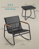 Outdoor Rocking Chair Set, 2 Chairs, Glass Side Table, Steel Frame, 3-Piece Patio Set